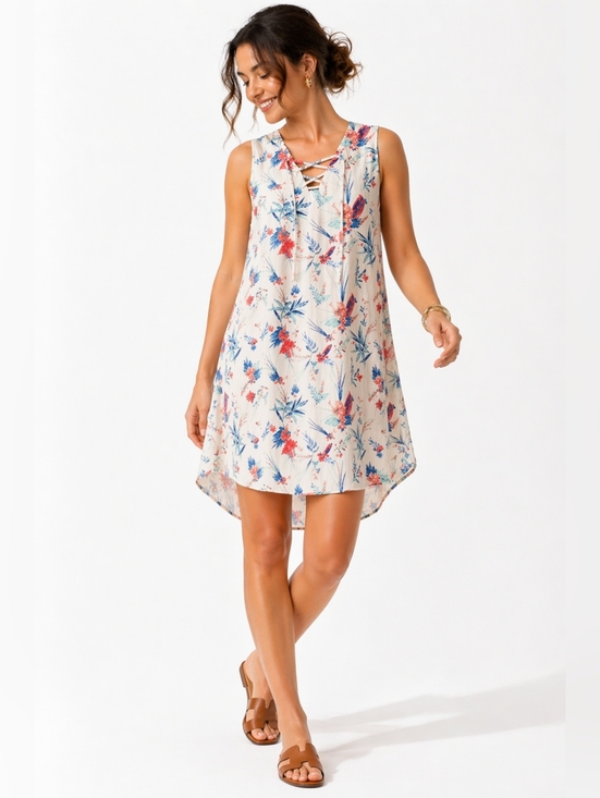 Amanda Uprichard Dresses & Skirts - Amanda Uprichard Floral Lace-Up Shift Dress 100% Viscose Size M